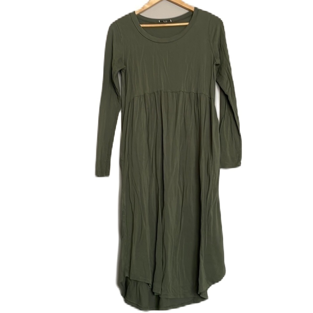 Jodifl olive green long sleeve dress with pockets size small